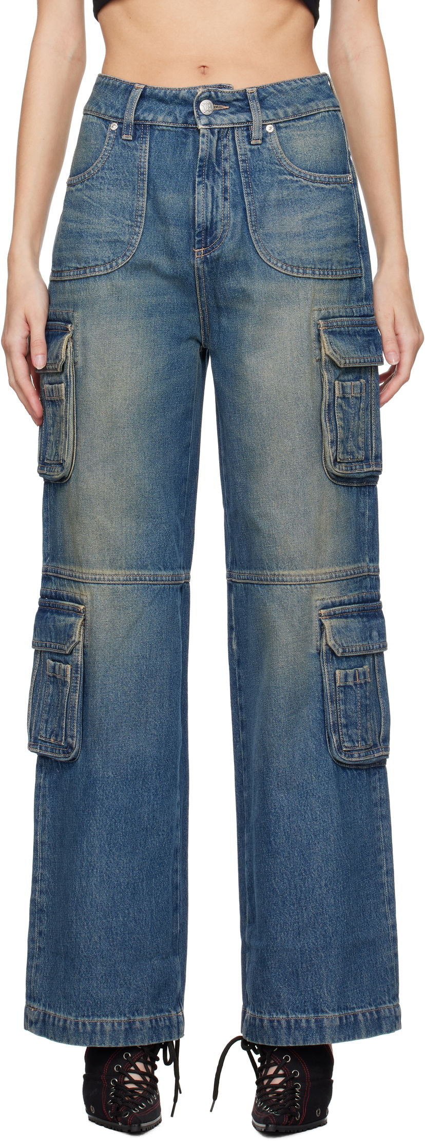 Cargo byxor MISBHV Cargo Jeans Blå | 241W301