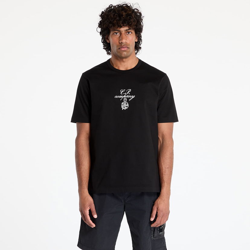 T-shirt C.P. Company C.P. Company 30/2 Mercerized Jersey Twisted Embroidery T-Shirt Svart | 18CMTS109A110301W-999