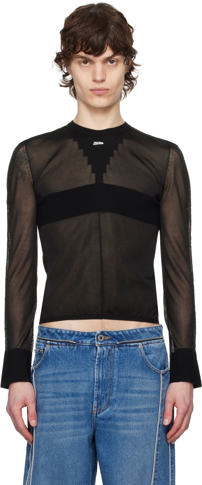 Sweater Jean Paul Gaultier Jean Paul Gaultier Logo Knit Sweater Svart | 25/33-F-PL068-M083-00