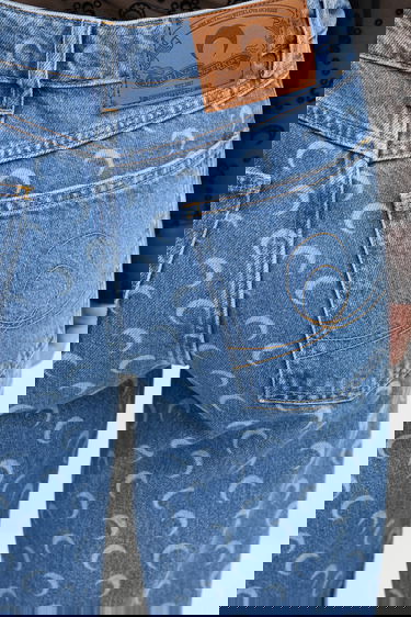 Jeans Marine Serre Moon Laser Denim Baggy High Waist Jeans Blå | WPA169ACDEN0002, 4