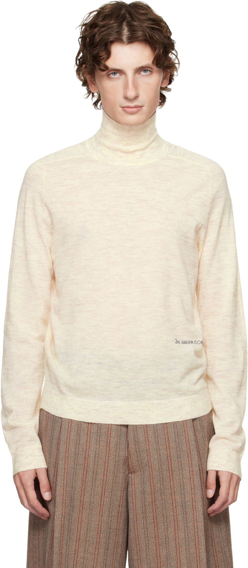 Sweater JW Anderson JW Anderson Logo Turtleneck Beige | KW1436-YN0444