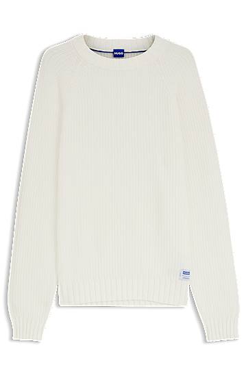 Sweater BOSS Rib-knit crew-neck sweater in cotton Vit | 50551398