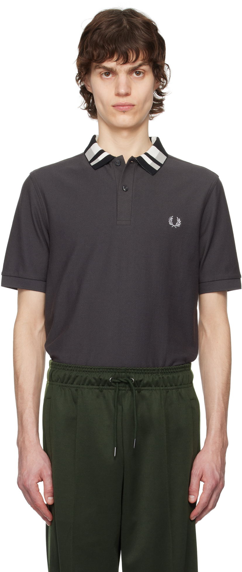 Polotröja Fred Perry Fred Perry Chequerboard Collar Polo Grå | M8688