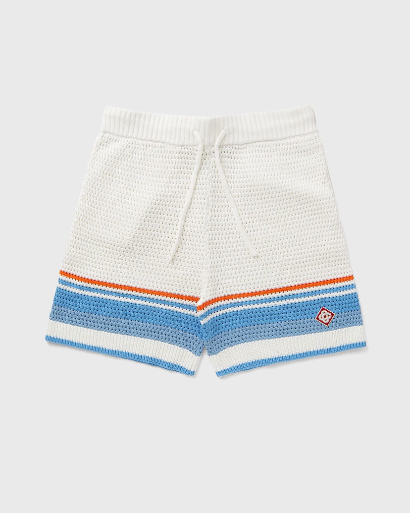 Shorts Casablanca Crochet Knit Striped Lounge Shorts Vit | MPF25-KW-1011-01