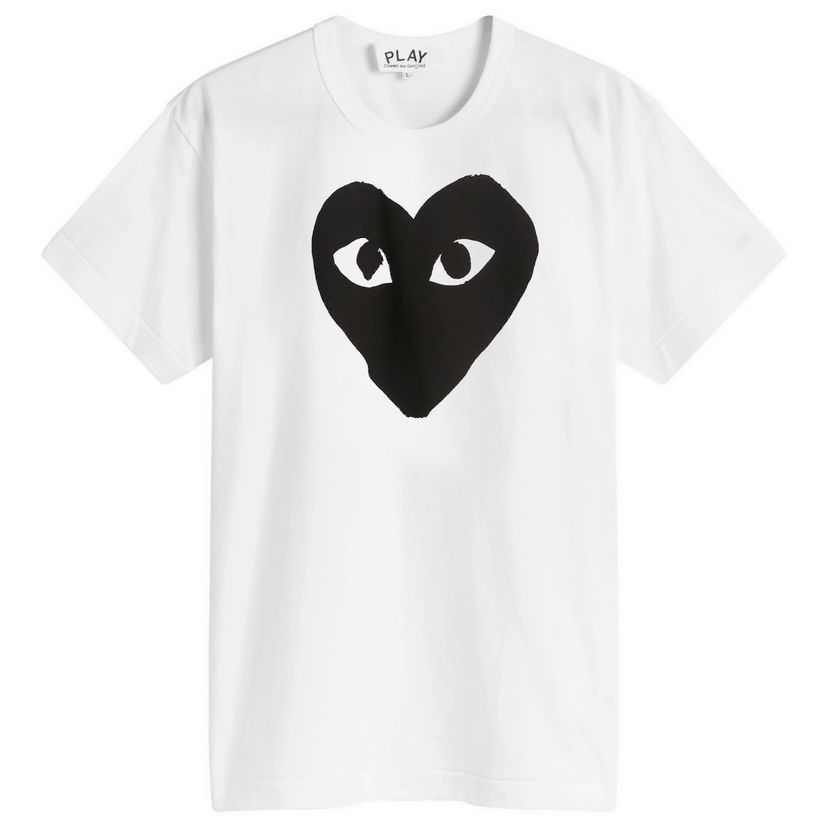 T-shirt Comme des Garçons Play Logo Heart Print T-Shirt - White / Black Vit | AX-T070-051-1