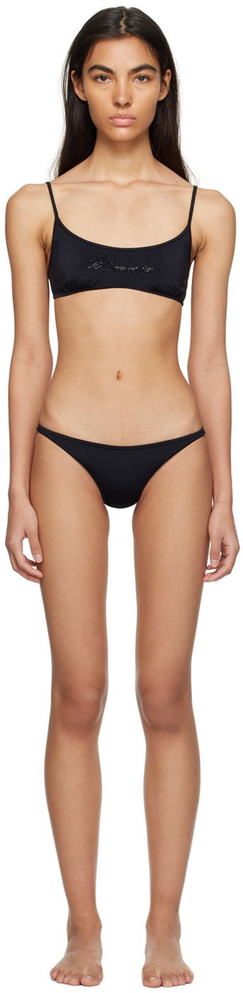Badkläder Blumarine Rhinestone Bikini Svart | P322D012A