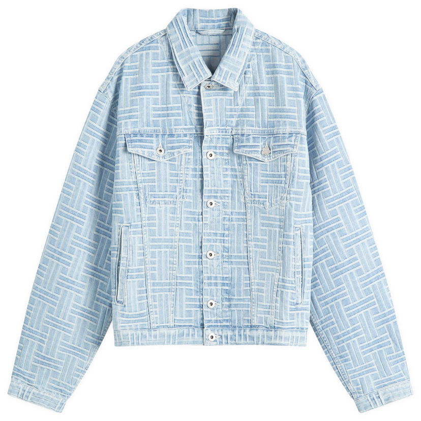 Bomberjacka KENZO Blue Weave Pattern Trucker Jacket Blå | FF55DV3026J4-DB