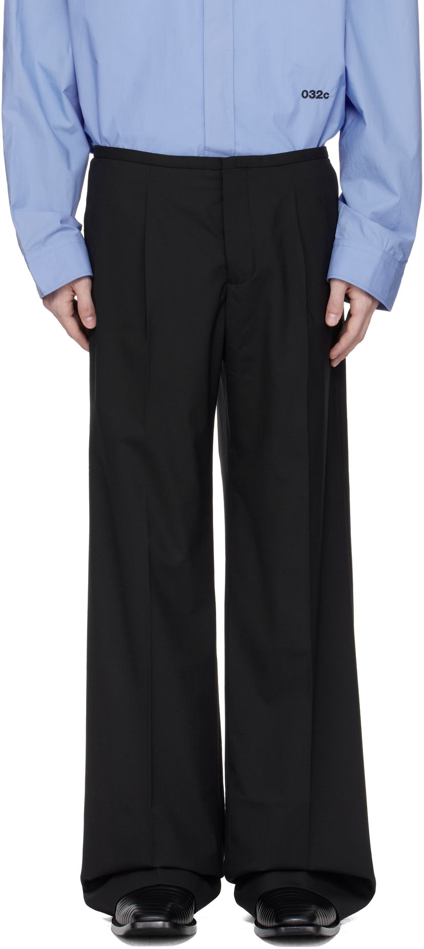 Byxor 032C 032c 'Office Attire' Wide Leg Suit Trousers Svart | S25-MRW-0903-000