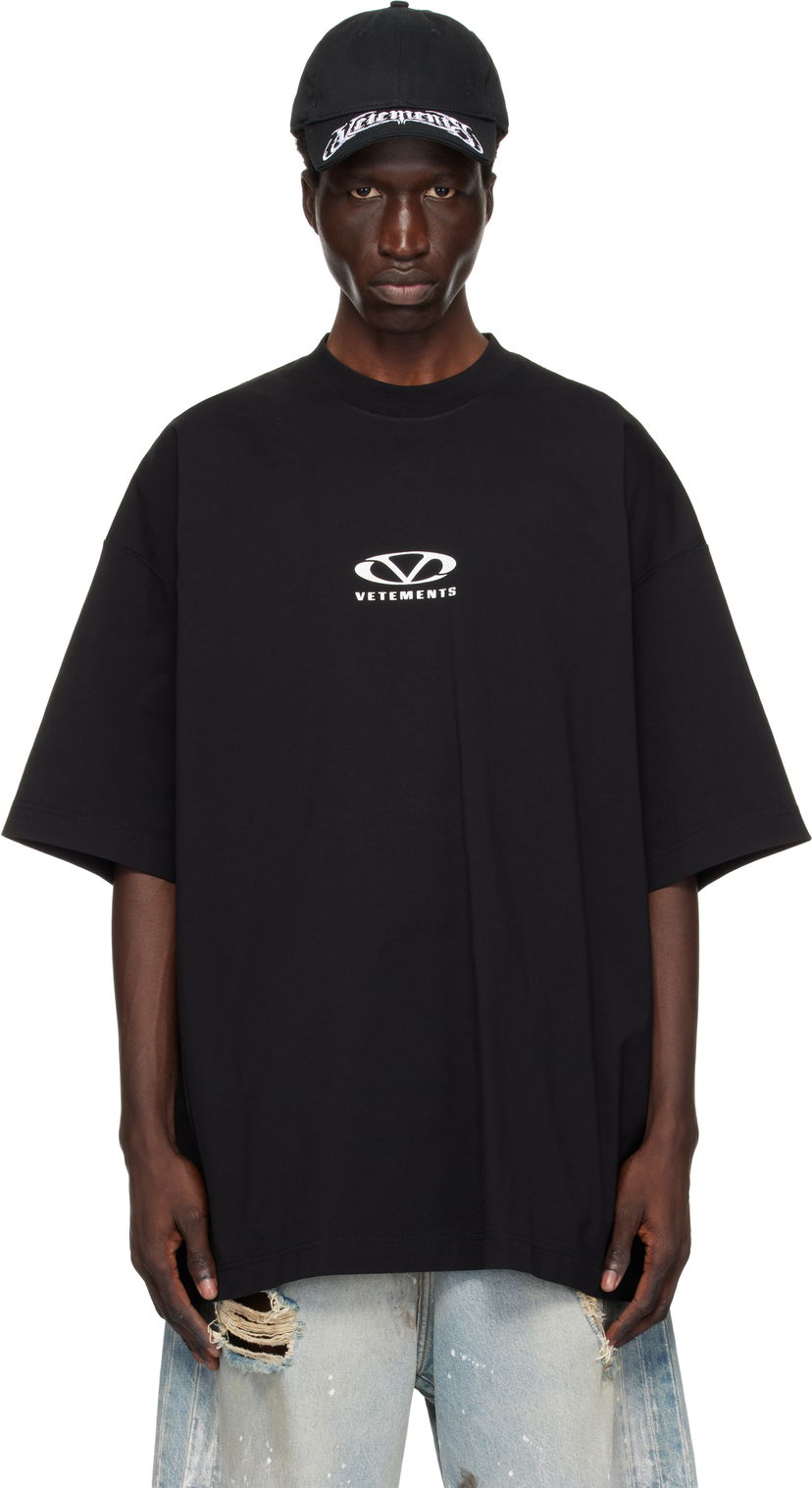T-shirt VETEMENTS Oval Logo Oversized T-Shirt Svart | UA66TR605BW