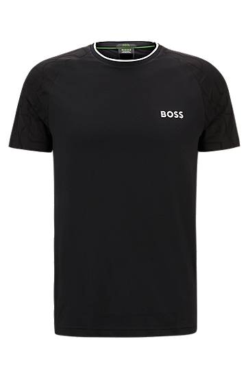 T-shirt BOSS Matteo Berrettini Stretch-Jersey T-Shirt with Signature Details Svart | 50521983, 0