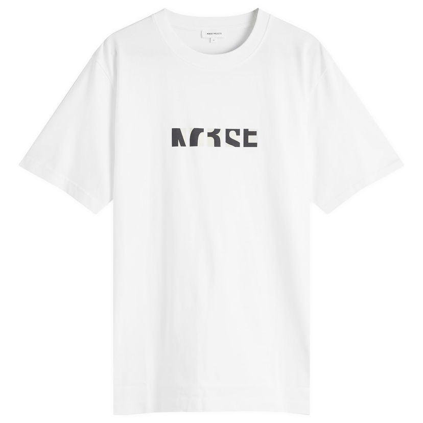T-shirt NORSE PROJECTS Norse Projects Johannes Zoom Logo Print T-Shirt, Size Large Vit | N01-0688-0001