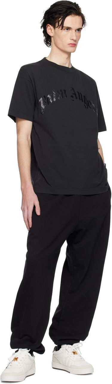 T-shirt Palm Angels Curved Logo Oversize T-Shirt Svart | PMAA001S25JER0041010, 3