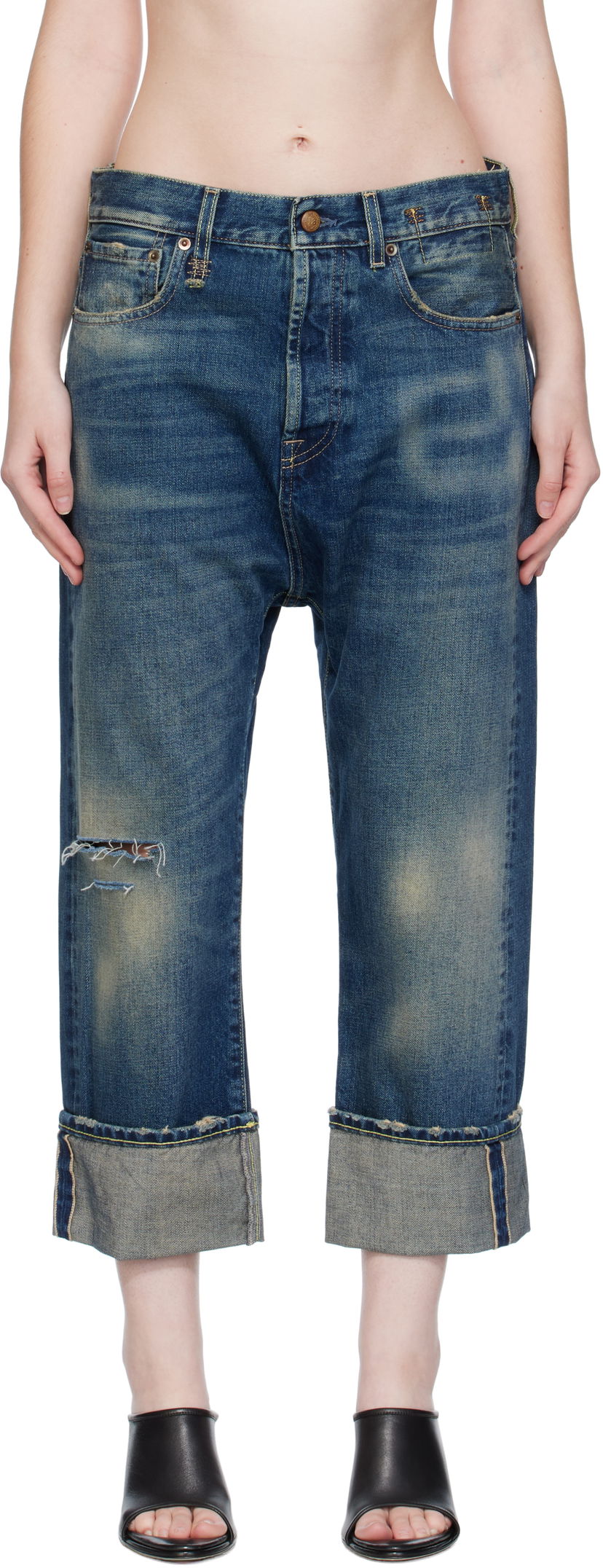 Jeans R13 R13 Cuffed Tailored Drop Cropped Jeans Blå | R13WD194-D341C