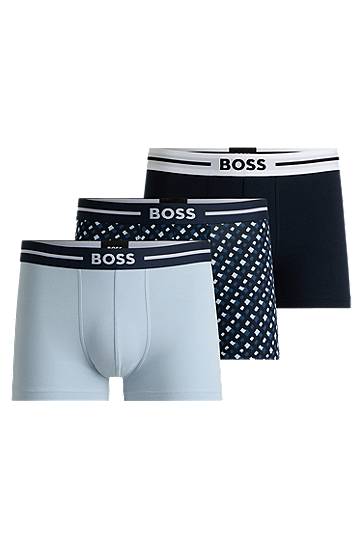 Boxare BOSS BOSS Stretch Cotton Trunks, Three-Pack Blå | 50531694