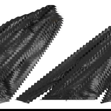 Jacka Balenciaga Super Soft Leather Zip-Up Jacket, Size Large, Balenciaga Svart | 831042-TSS01-1000, 1