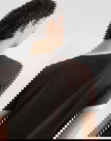 T-shirt Dolce & Gabbana Cotton Ringer T-shirt with DG Embroidery Brun | G8PV1ZG7PJ4M1213, 2