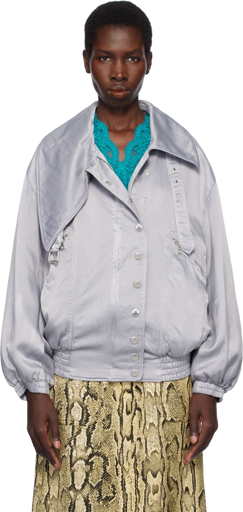 Bomberjacka Dries Van Noten Dries Van Noten Twill Bomber Jacket Grå | 251-010505-1426