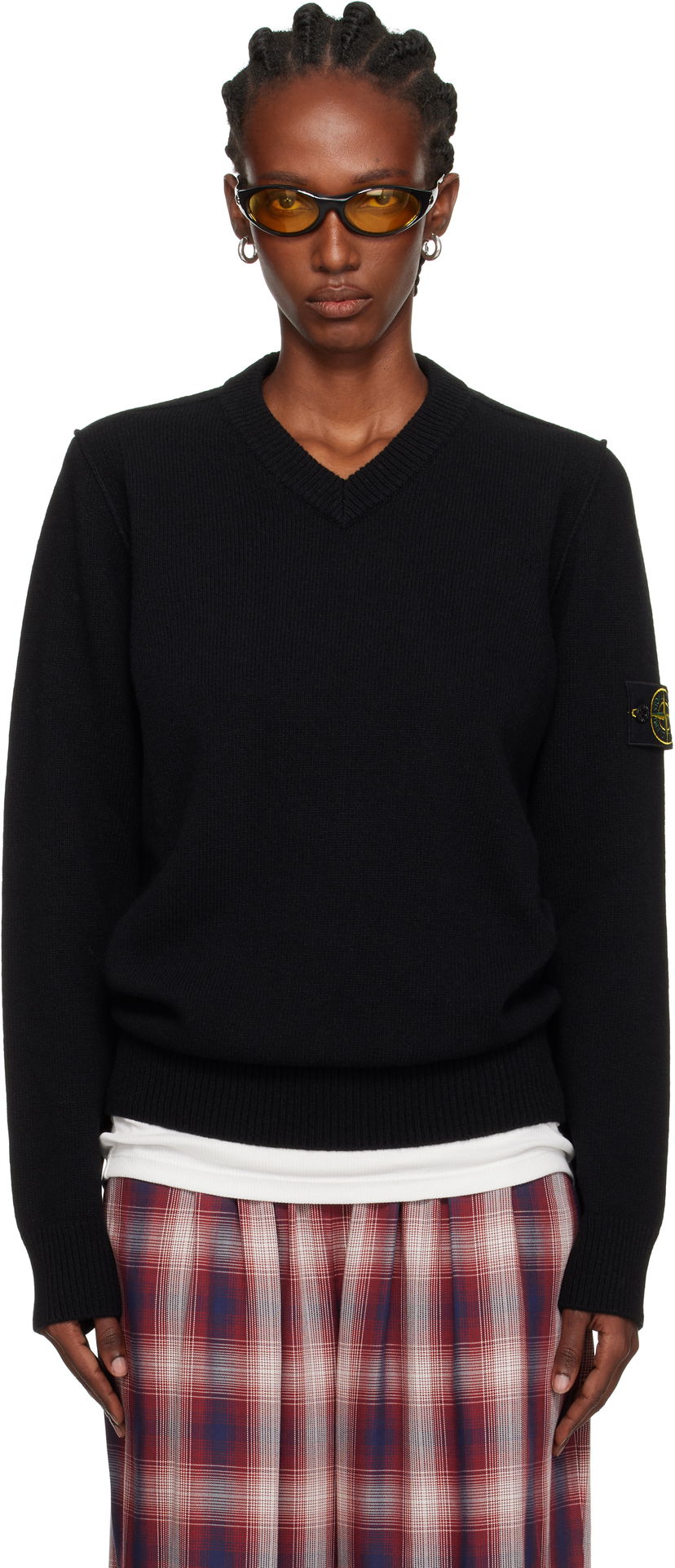 Sweater Stone Island Stone Island Lambswool V-Neck Sweater Svart | K2S15 5100033 S00A3