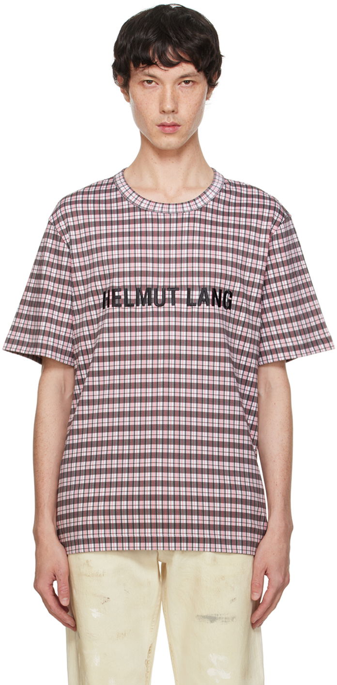 T-shirt Helmut Lang Plaid Logo Print T-Shirt Rosa | O06HM509