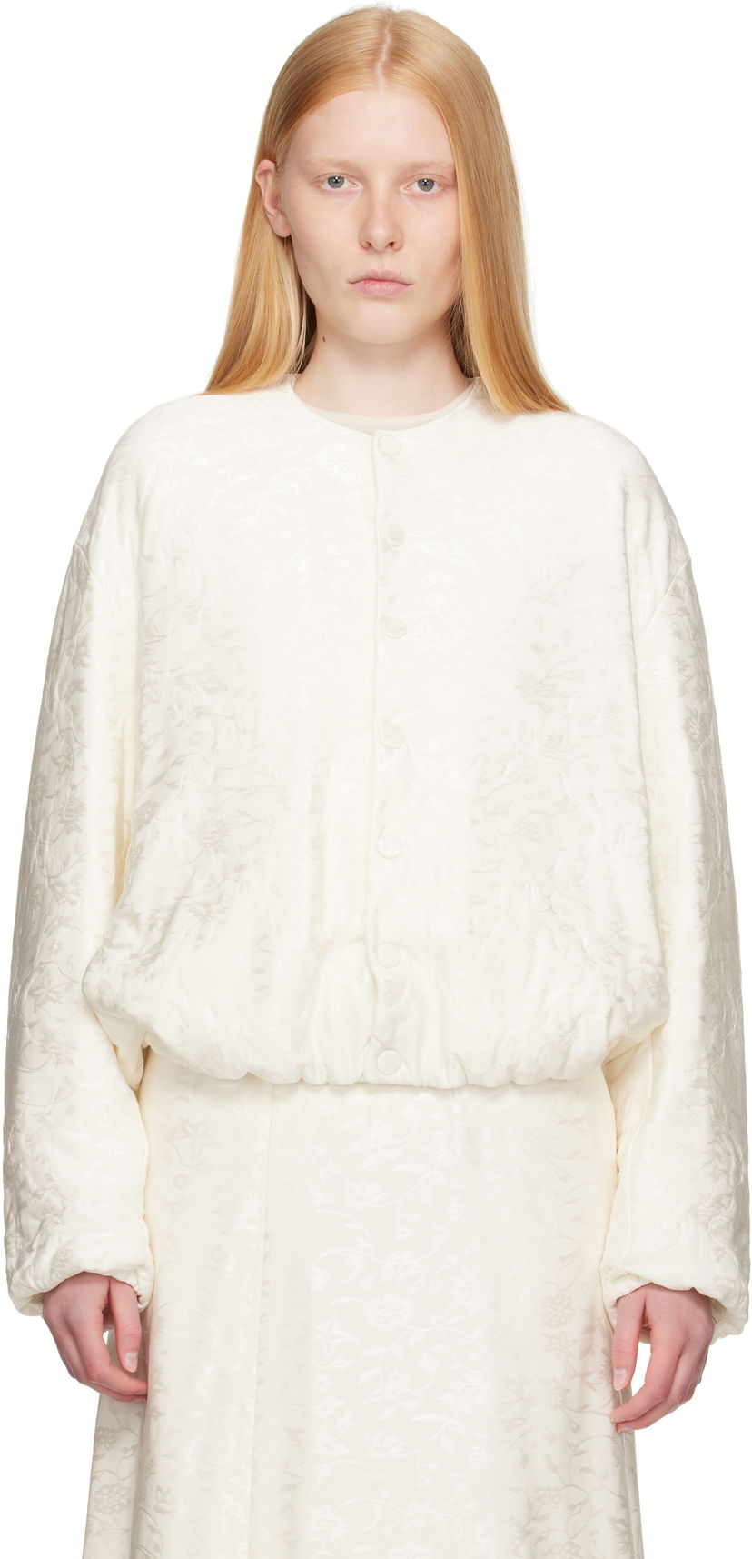 Jacka Jil Sander Jil Sander Jacquard Bomber Jacket Vit | J03BN0186_J20300