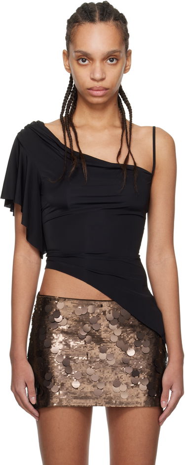 Kjol GUIZIO Guizio Palma One-Shoulder Asymmetrical Top Svart | R24117-K031, 0