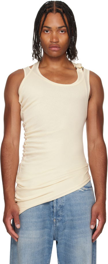 Linne Jean Paul Gaultier Jean Paul Gaultier 'Gaultier' Piercing Tank Top Beige | 25/03-W-TO292-J000-03, 0