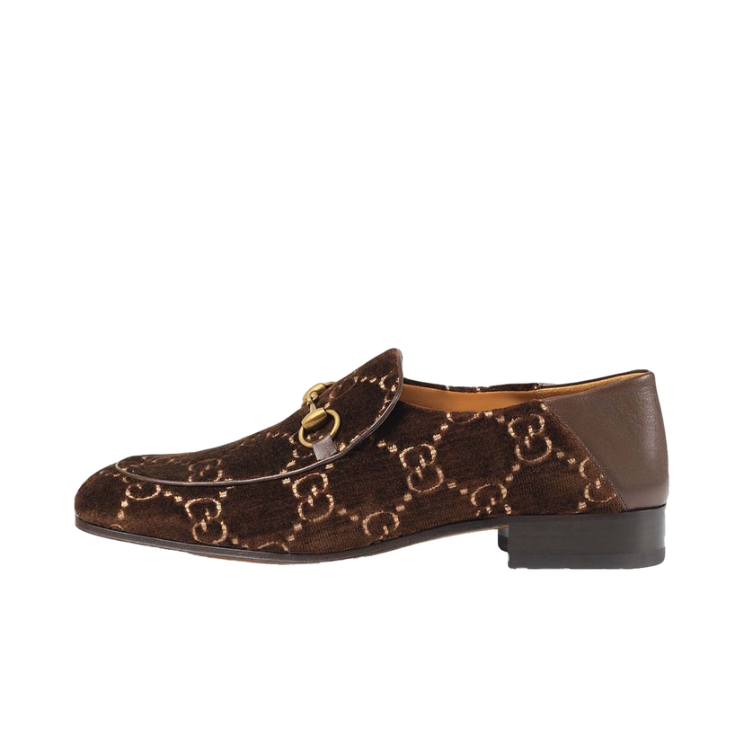 Sneakers och skor Gucci Jordaan Horsebit GG Velvet Loafer Brown Brun | 526298 9JT80 2093
