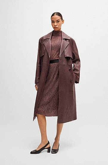 Sweater BOSS Plissé Tulle High-Neck Top Rosa | 50521730, 1