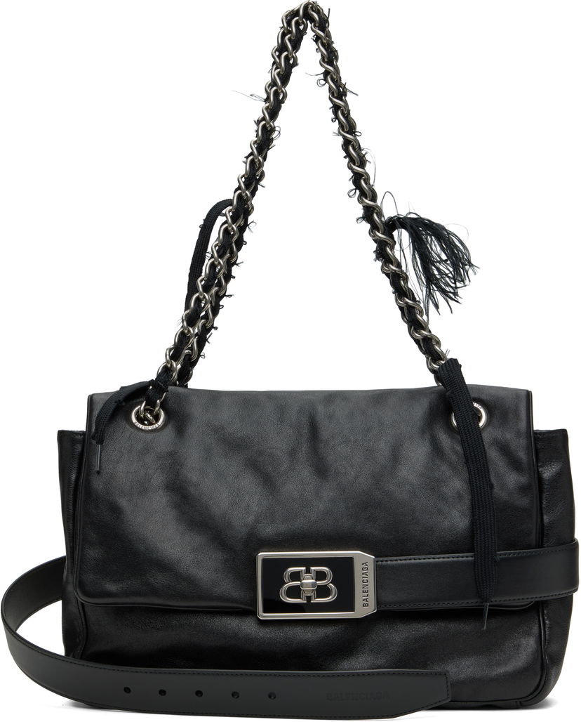 Axelväska Balenciaga Balenciaga Modu Flap Medium Chain Bag Svart | 811781 2ABIV