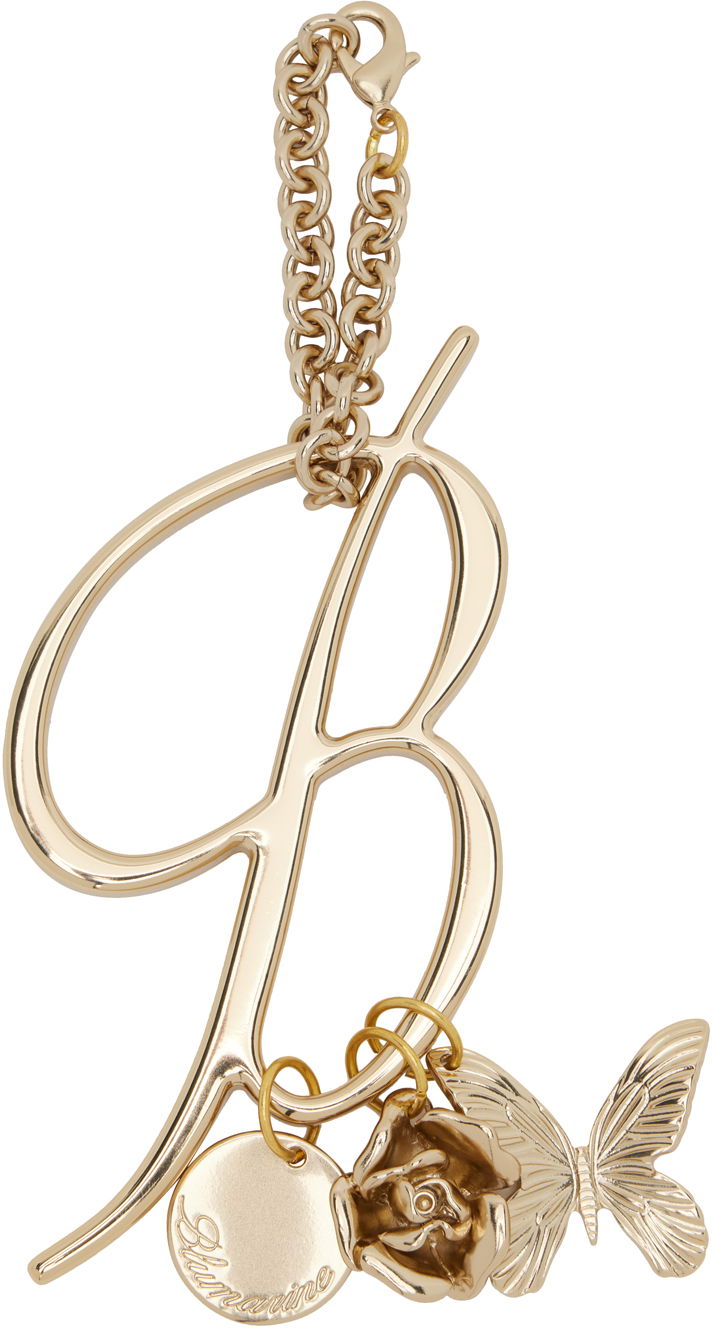 Nyckelringar Blumarine Blumarine Logo Letter "B" Keychain with Rose and Butterfly Charms Metallisk | P444W090A