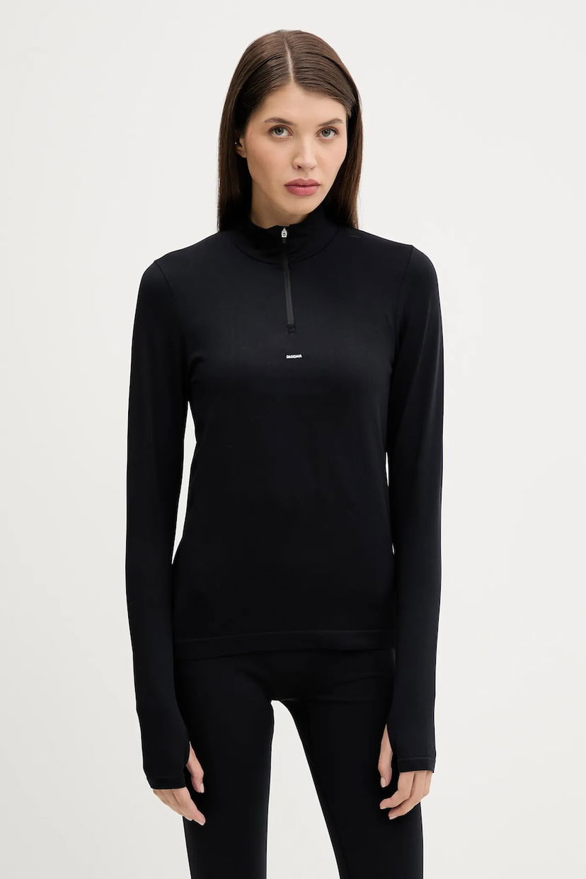 T-shirt PANGAIA Pangaia Plant-Stretch Zipped Long Sleeve Top Svart | 10002426