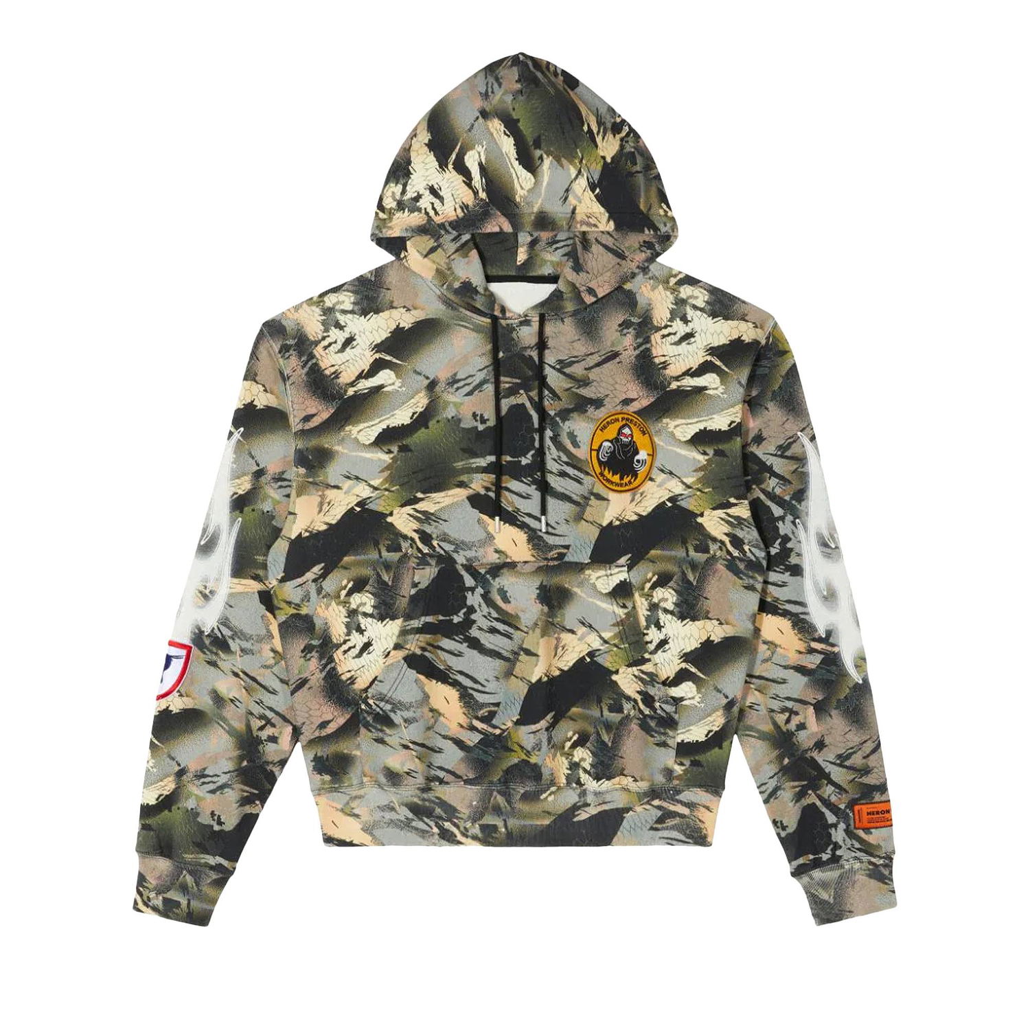 Sweatshirt HERON PRESTON Camo Flaming Hoodie Grön | HMBB017S22JER0025901, 1