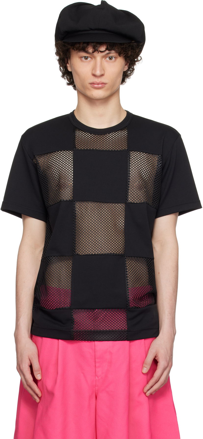 T-shirt Comme des Garçons Homme Plus Piqué & Mesh Panel T-Shirt Svart | PO-T006-051