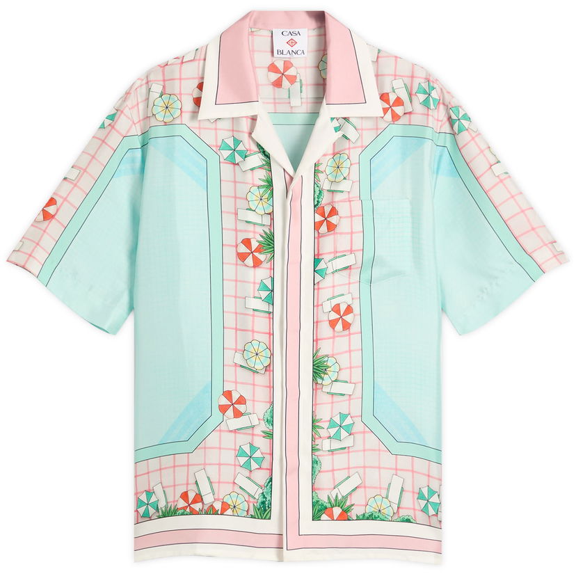 Skjorta Casablanca Casablanca Cuban Collar Short Sleeve Silk Shirt, Size Large Flerfärgad | MPF25-SH-003-08