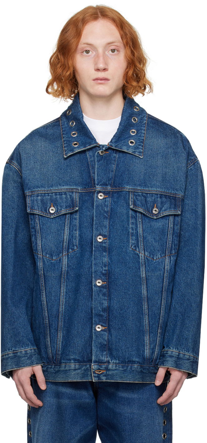 Jacka Off-White Eyelet Denim Jacket Blå | OMYE090F23DEN0074400