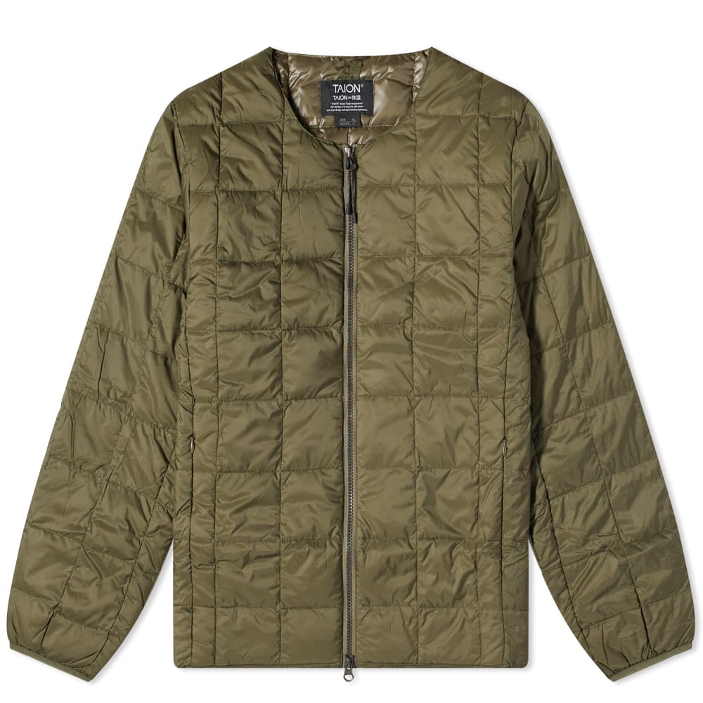 Jacka TAION Crew Neck Zip Down Jacket Grön | TAION-104WZ -OLV, 0