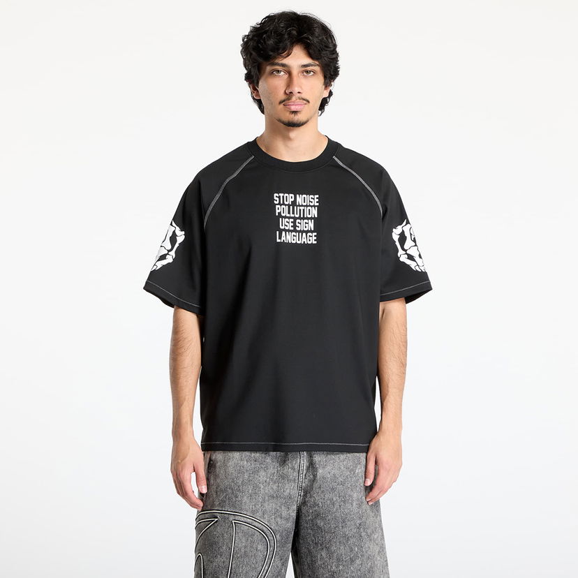 T-shirt Pleasures PLEASURES Pollution Boxy Raglan T-Shirt Svart | P25SU016 BLACK