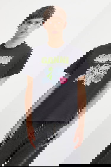 T-shirt GANNI Basic Cotton Jersey Neon Puppy T-Shirt Svart | T4333, 0