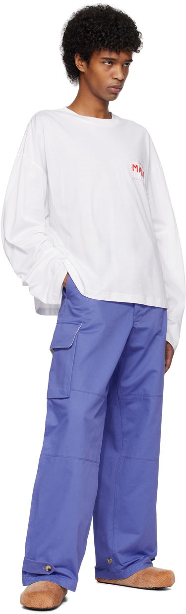 T-shirt Marni Marni Logo Patch Long Sleeve T-Shirt Vit | HUMU0325X1 UTC446, 3