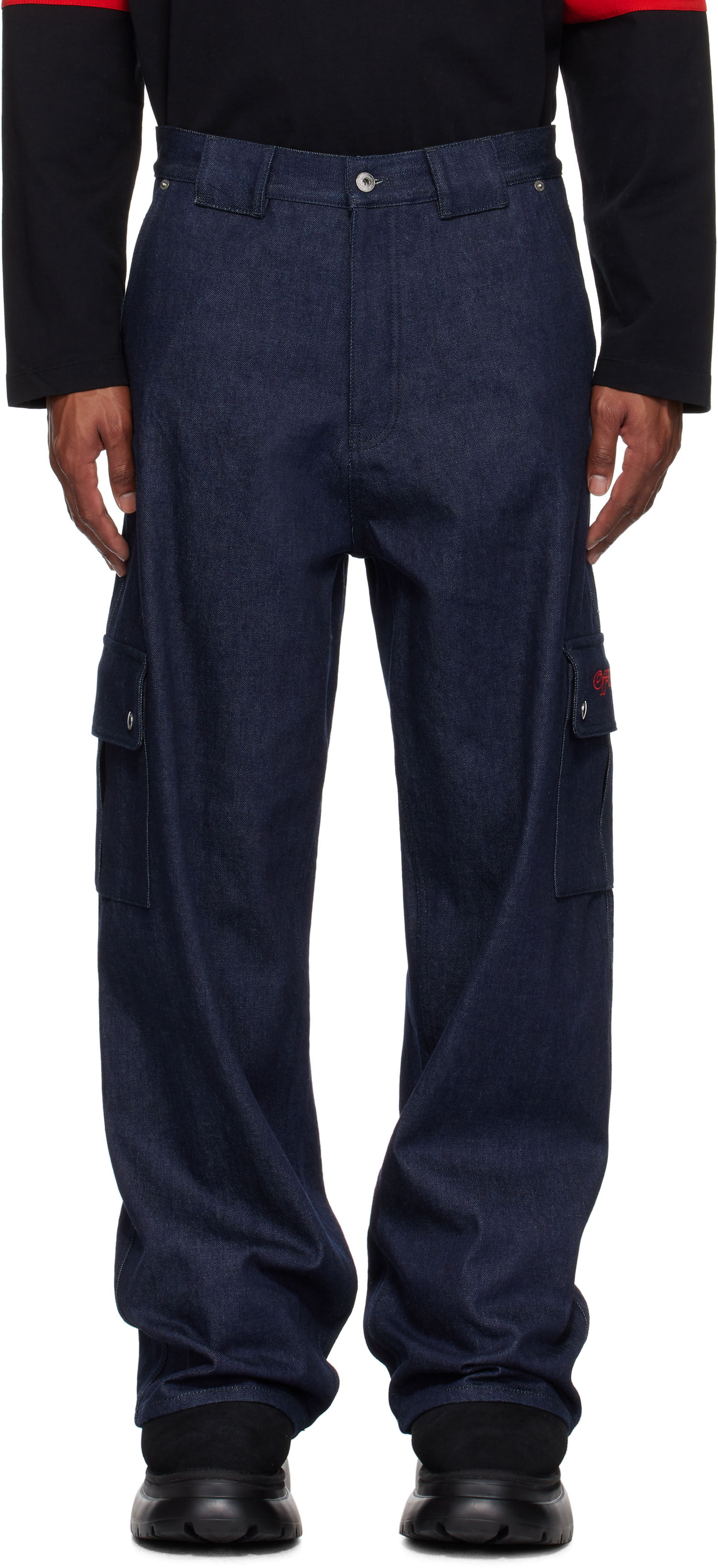 Cargo byxor Off-White Script Raw Denim Cargo Pants Blå | OMYA18FF24DEN0014225, 0