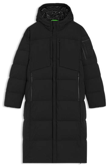 Pufferjacka BOSS Long-length Down Water-Repellent Stretch Fabric Jacket Svart | 50543972, 0