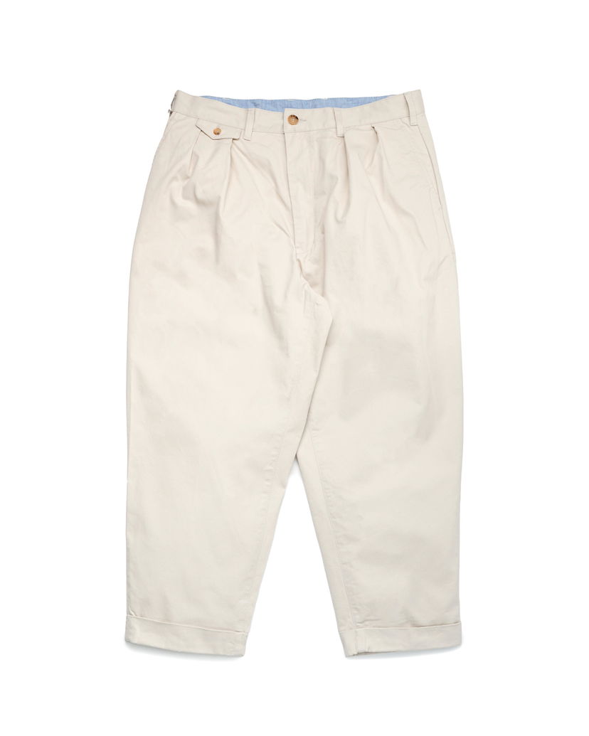 Byxor BEAMS Beams+ 2 Pleats Twill Trousers Beige | 38230097874-05
