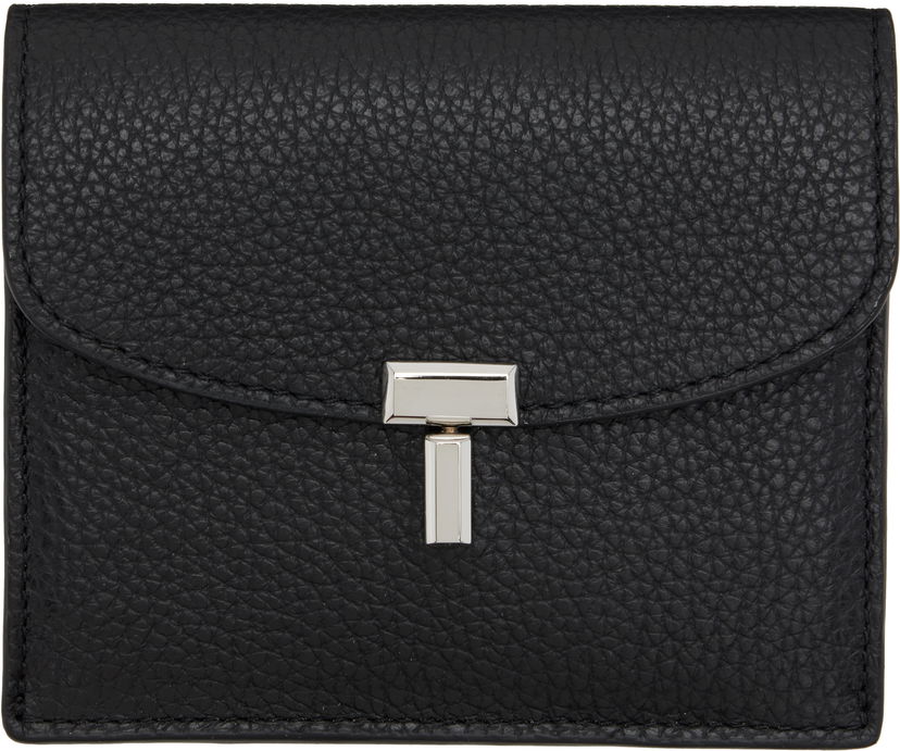 Plånbok TOTEME TOTEME T-Lock Grained-Leather Card Holder Svart | 253-WAM0042-LE0030