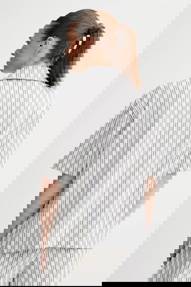 Skjorta Samsoe Samsoe Samsøe Samsøe Sakaaja Striped Linen Shirt and Shorts Set Blå | F25200036, 2