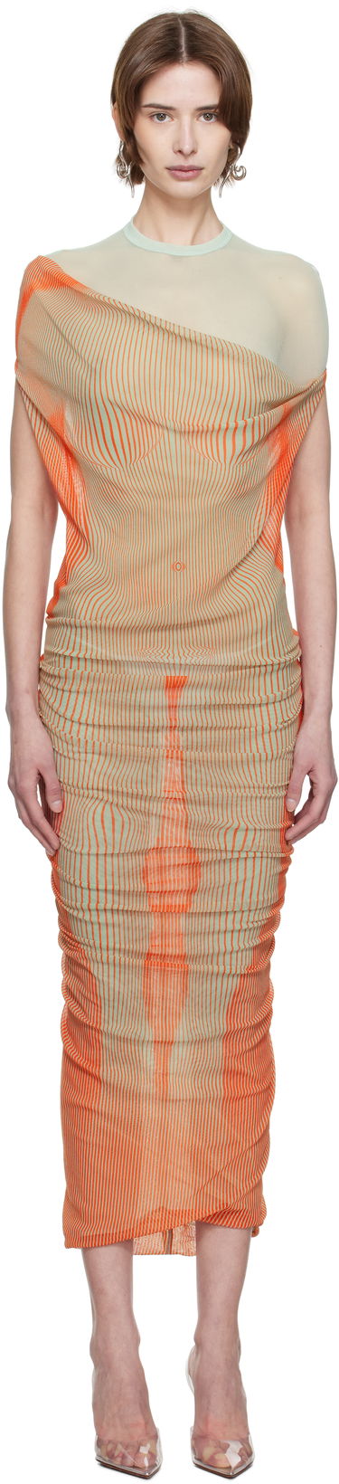 Klä Jean Paul Gaultier Jean Paul Gaultier Draped Body Morphing Maxi Dress Orange | 25/33-F-RO380-T578-4216, 0