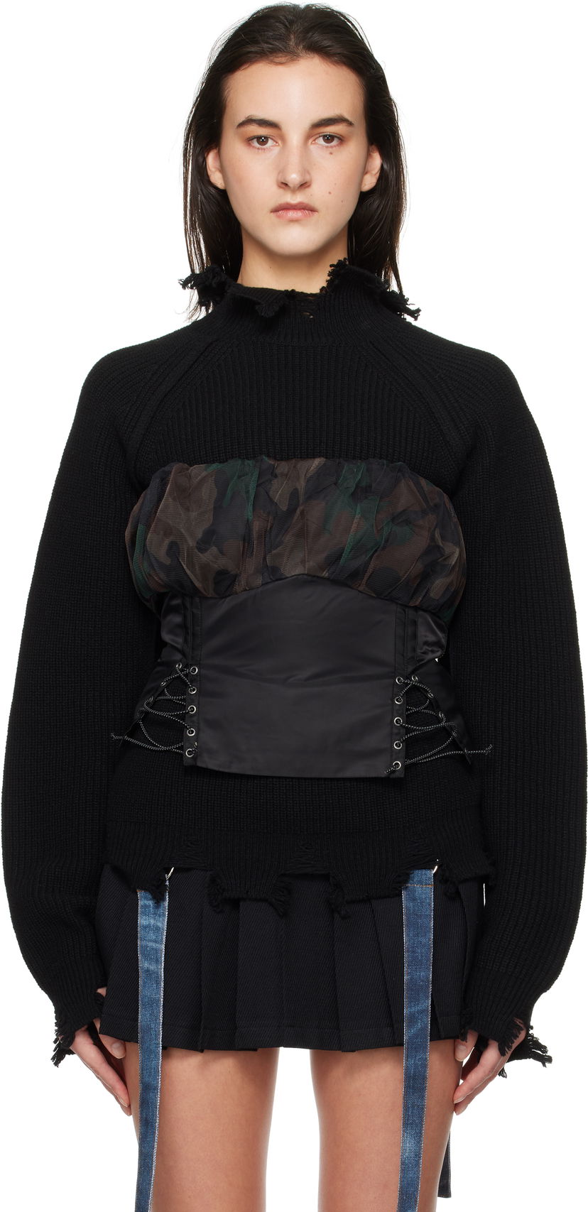 Sweater Andersson Bell Shirred Crop Bustier Top Svart | atb1190w