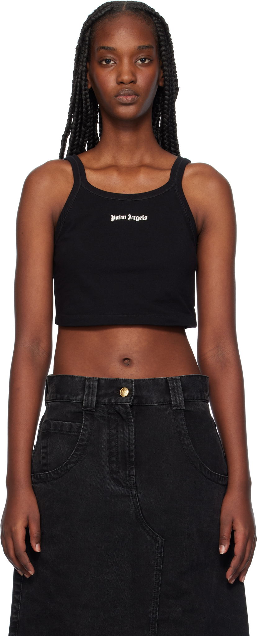 Linne Palm Angels Tank Top Logo Svart | PWAD060C99FAB0021003