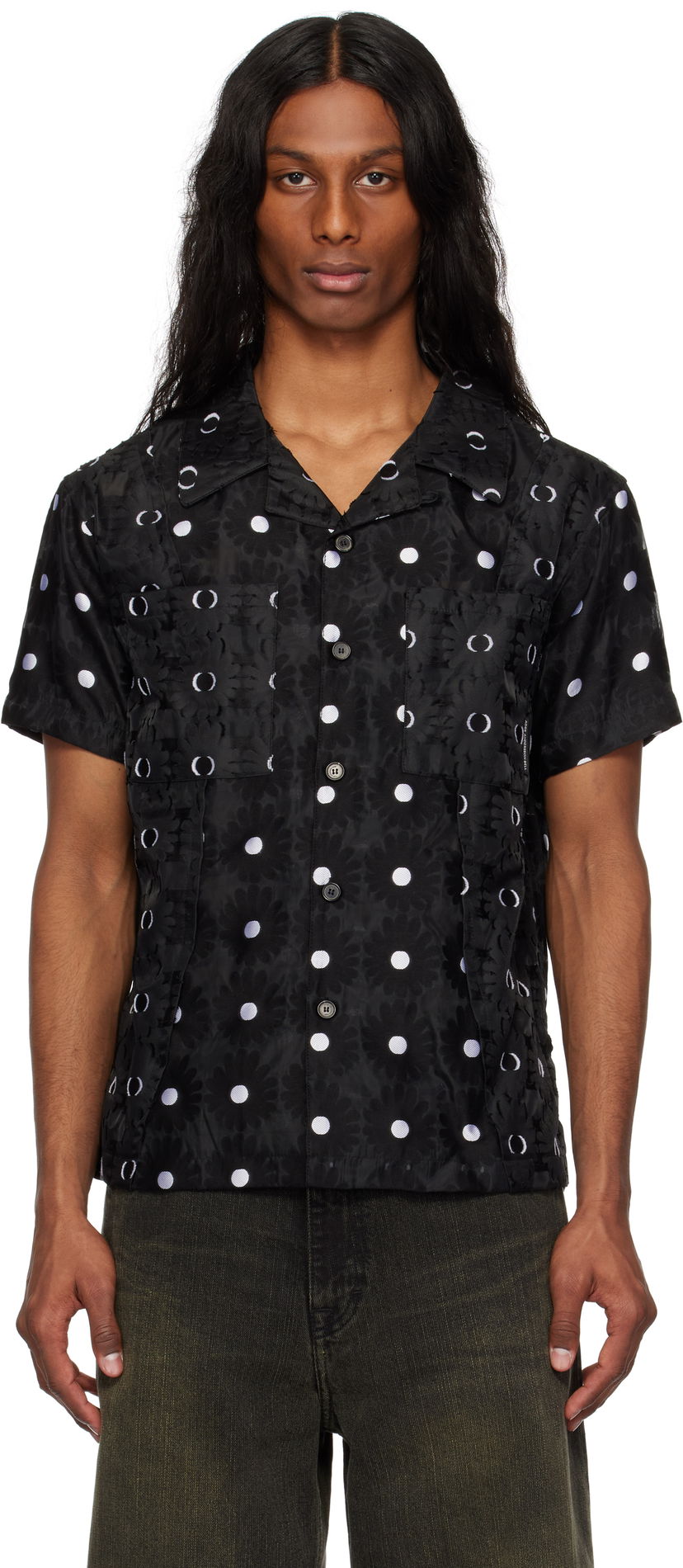 Skjorta Andersson Bell Andersson Bell Half Sheer Flower Shirt Svart | atb1276m