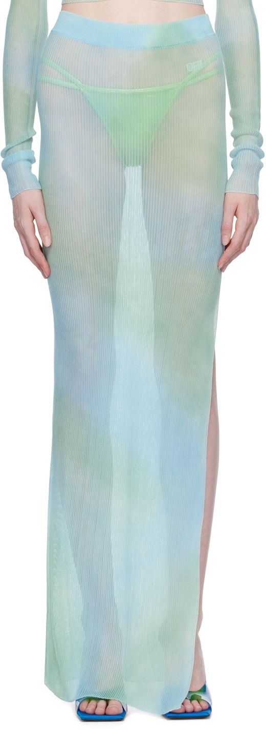 Kjol Off-White Off-White Tie-Dye Midi Skirt Blå | OWHL027S23KNI0014001