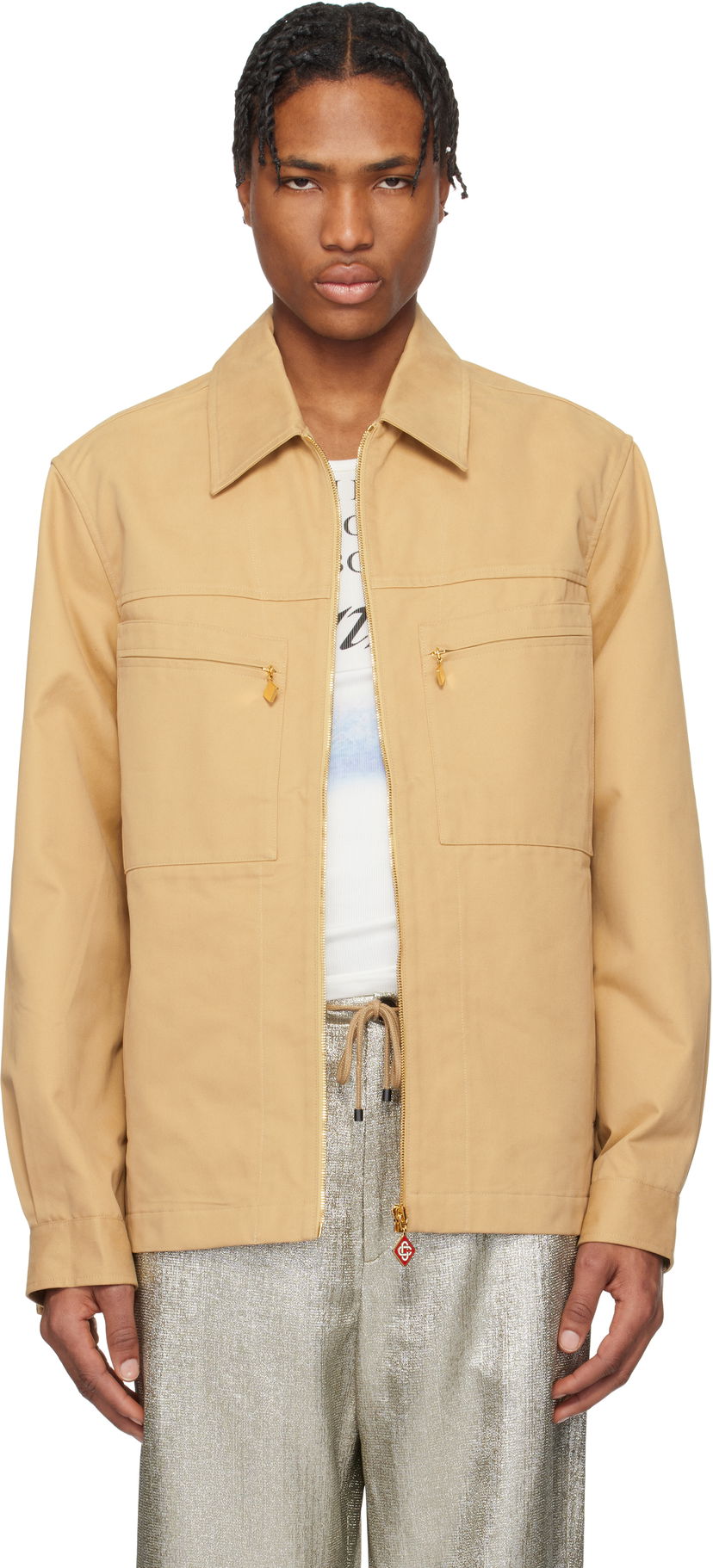Jacka Casablanca Casablanca Zip-Up Jacket Beige | MS25-JK-341-01